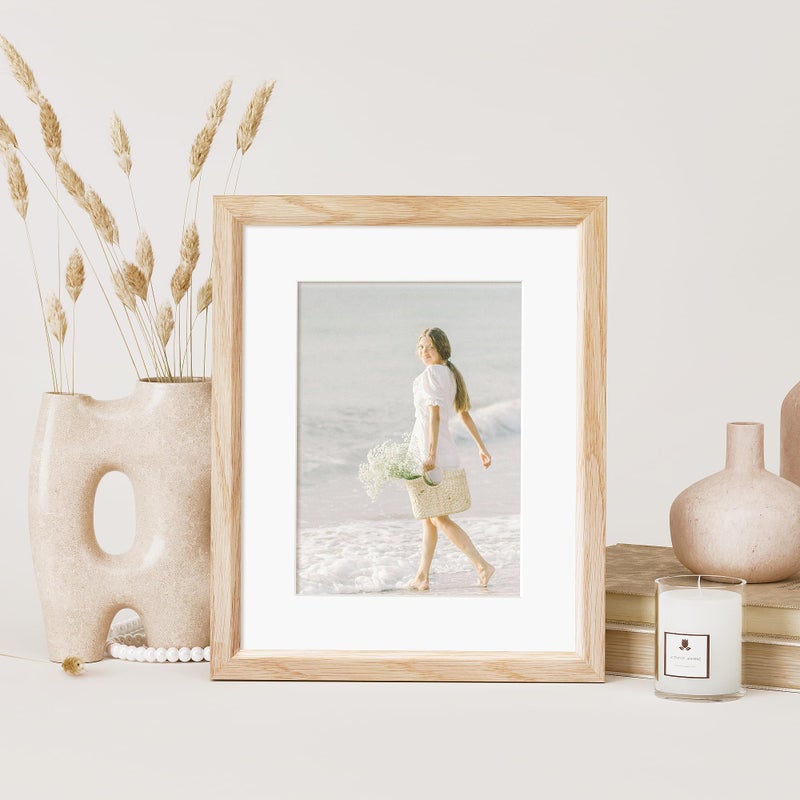 Venusmiles 8x10 Picture Frame Natural Solid Oak Photo Frames with 5x7 Removable Mat Wall Hanging Large Handcrafted Frame with HD Plexiglass Wall and Tabletop Display Large Poster Frame - Image 5